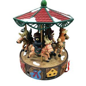 Mr Christmas North Lodge Holiday Go Round Carousel Northwoods Animated Musical